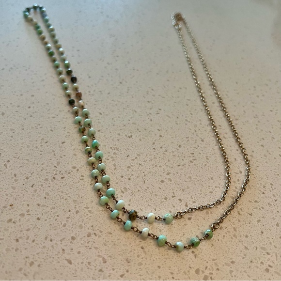 Stone Rosary Chain, Natural Opal Beaded, Wire Wrapped Gemstone Necklace - Picture 2 of 2